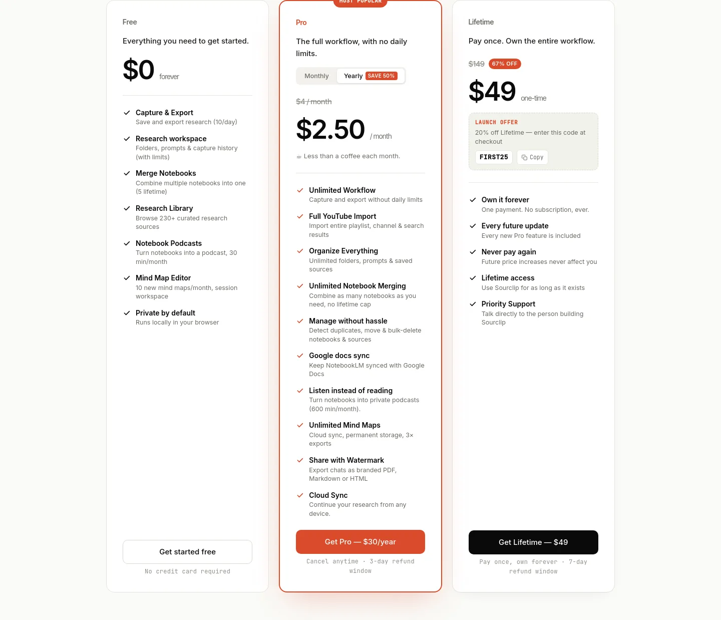 sourclip.com Features section