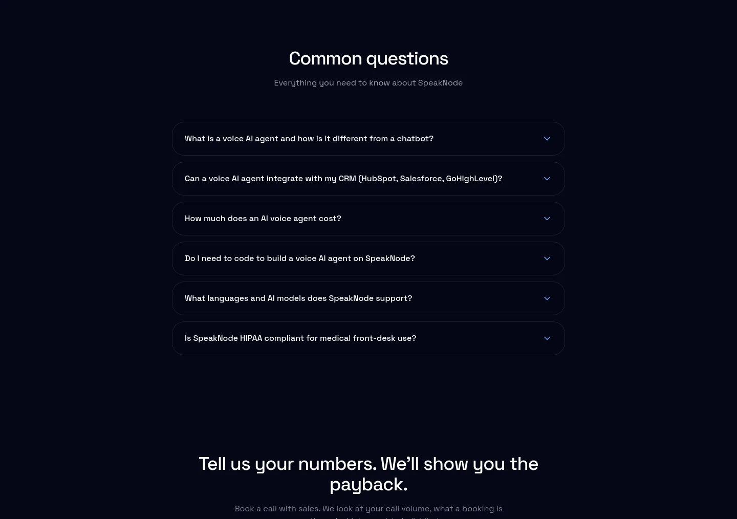 speaknode.com — a real FAQ section