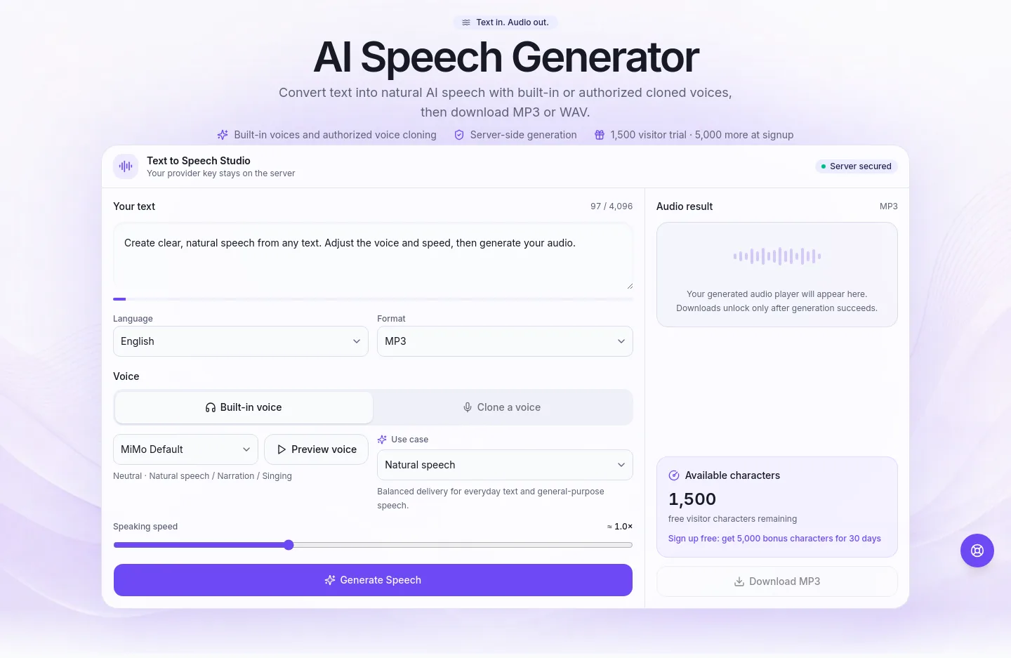 speechgenai.net — a real Hero section