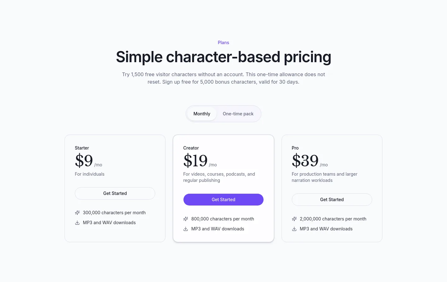 speechgenai.net Pricing section
