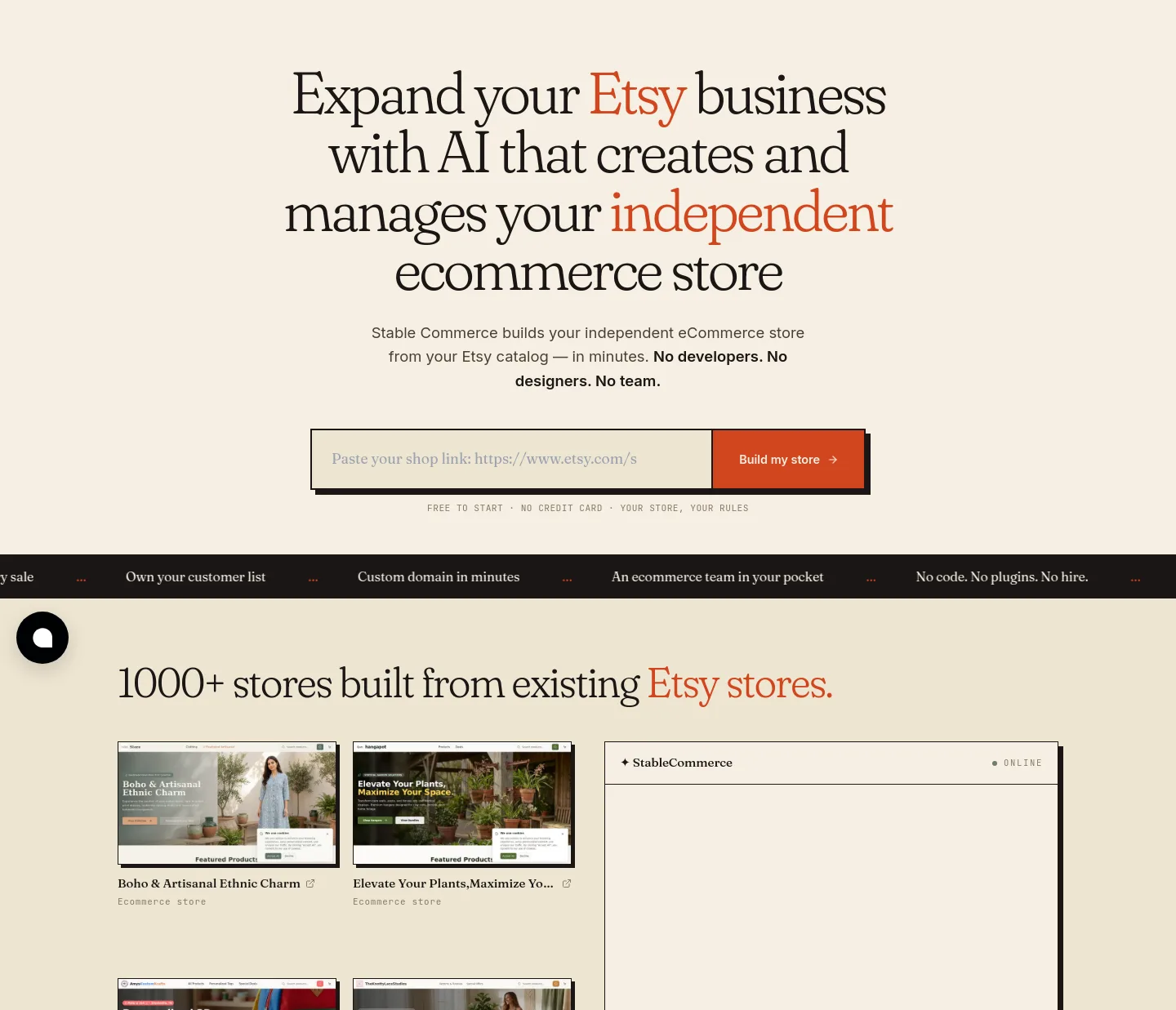 stablecommerce.ai — a real Hero section