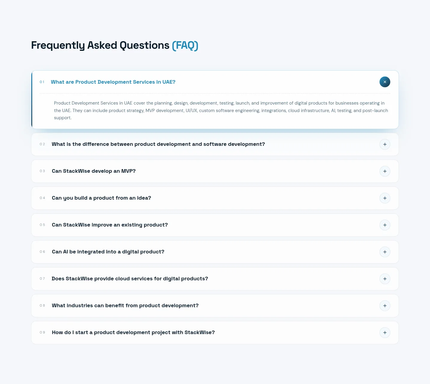 stackwise.site — a real FAQ section
