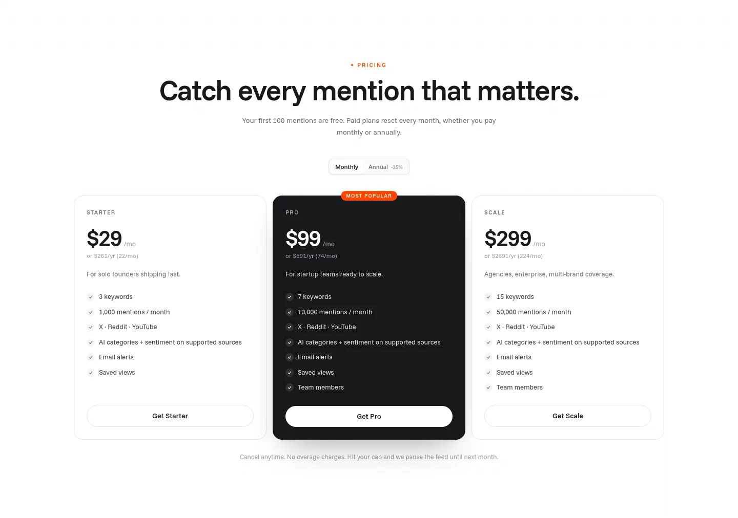 stalkr.ai Pricing section