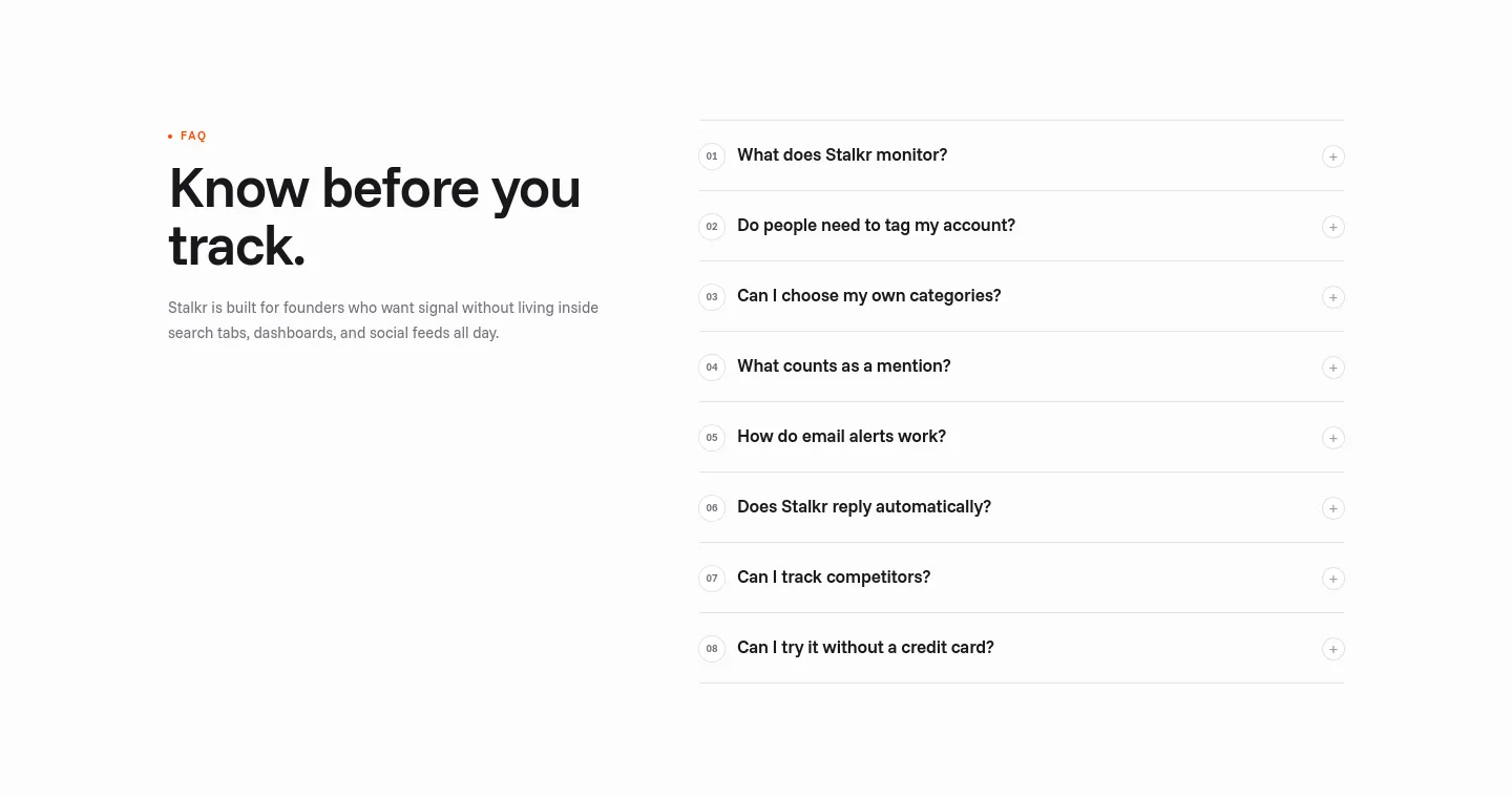 stalkr.ai FAQ section