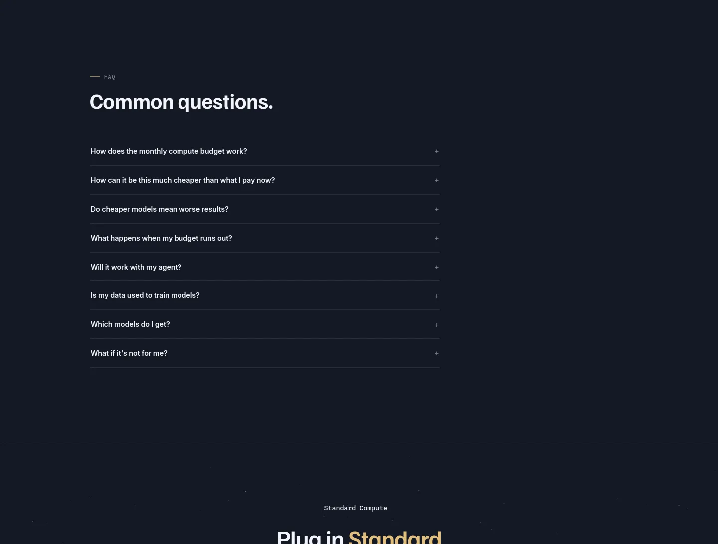 standardcompute.com FAQ section