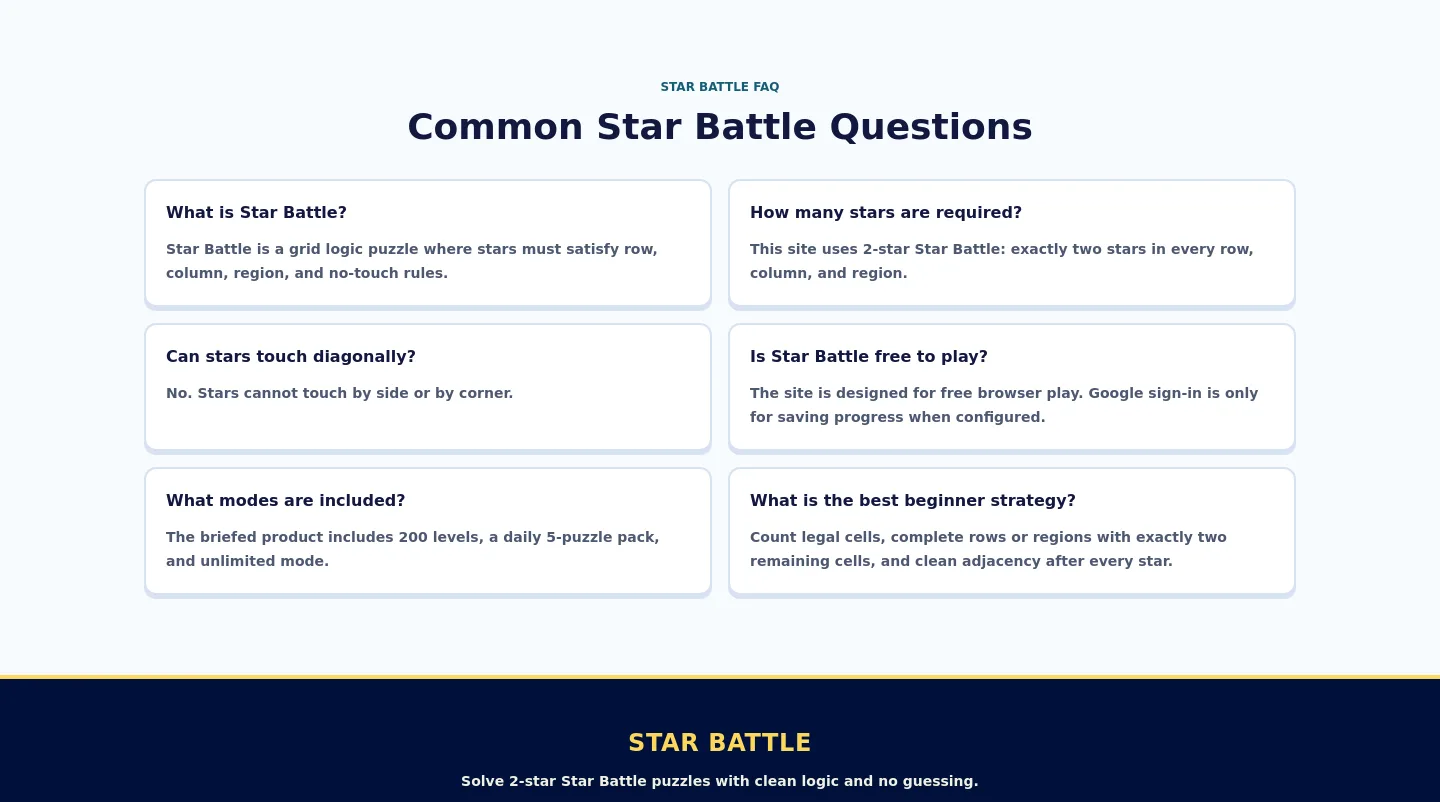 starbattle.online — a real FAQ section