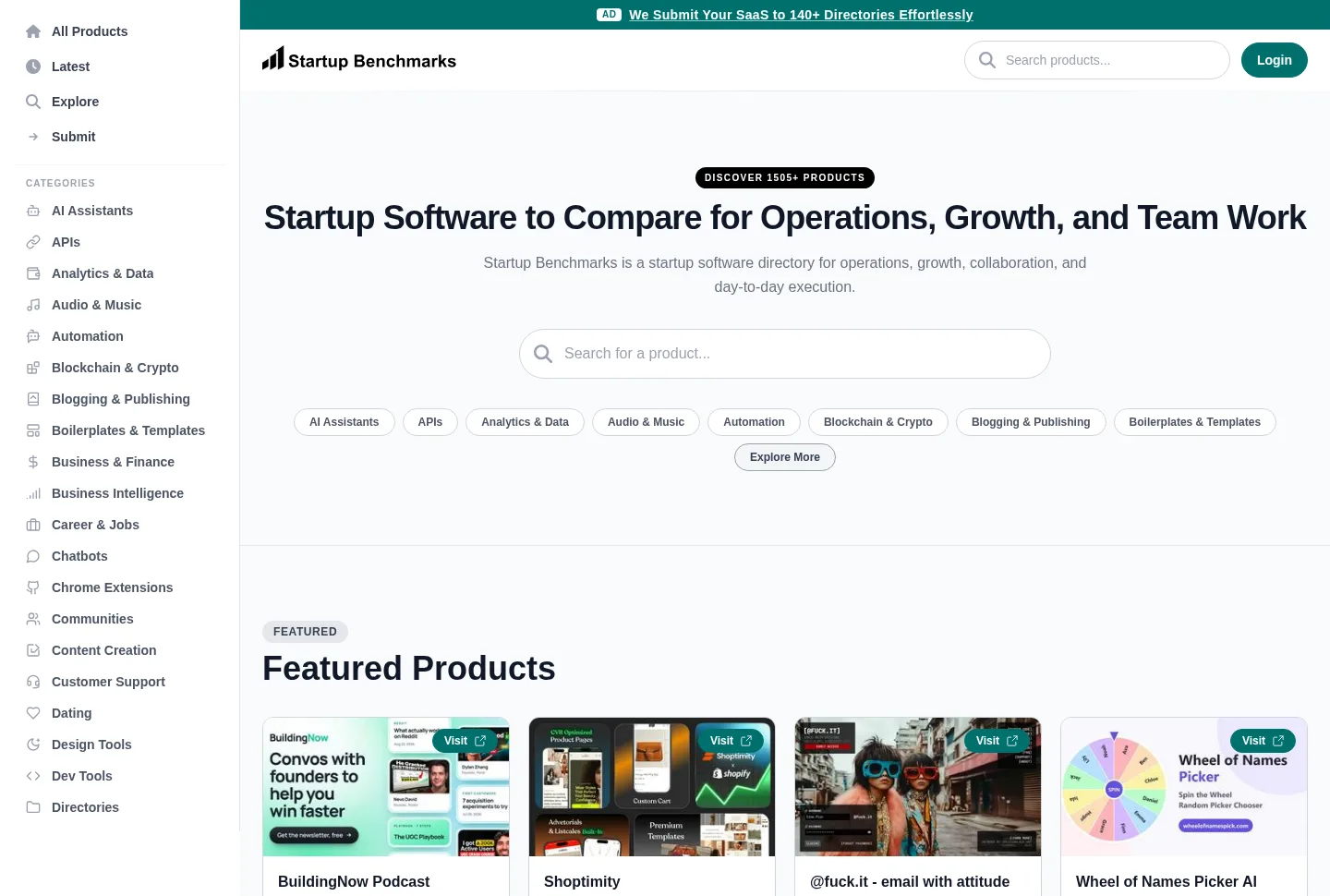 startupbenchmarks.com — a measured funnel