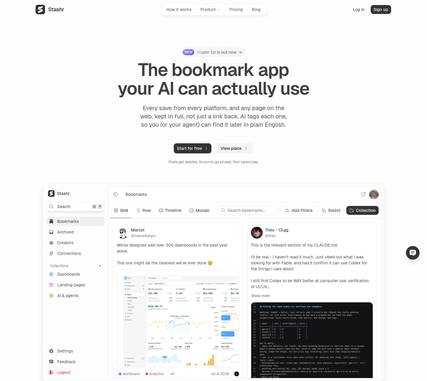 stashr.me — a measured funnel
