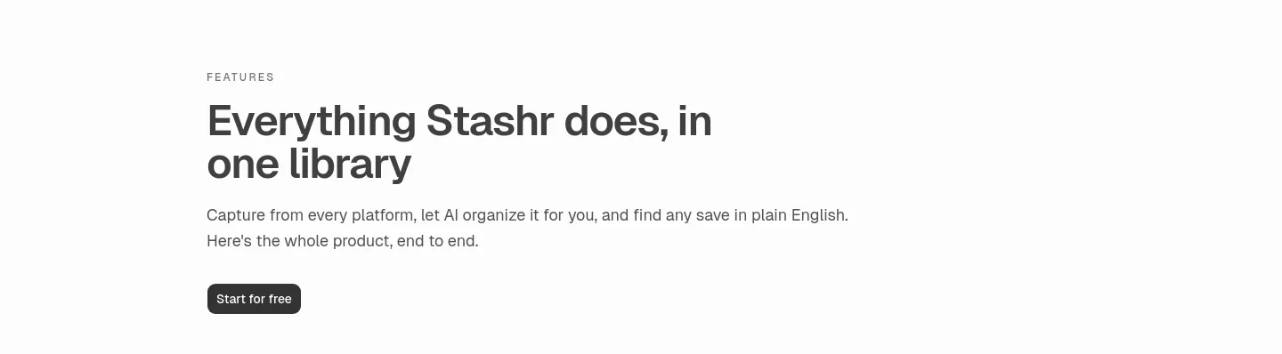 stashr.me Hero section