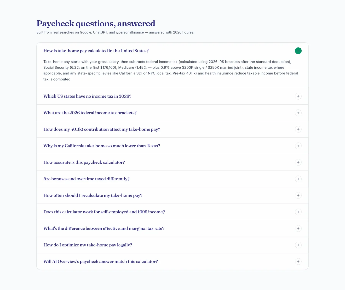 statetakehome.com — a real FAQ section