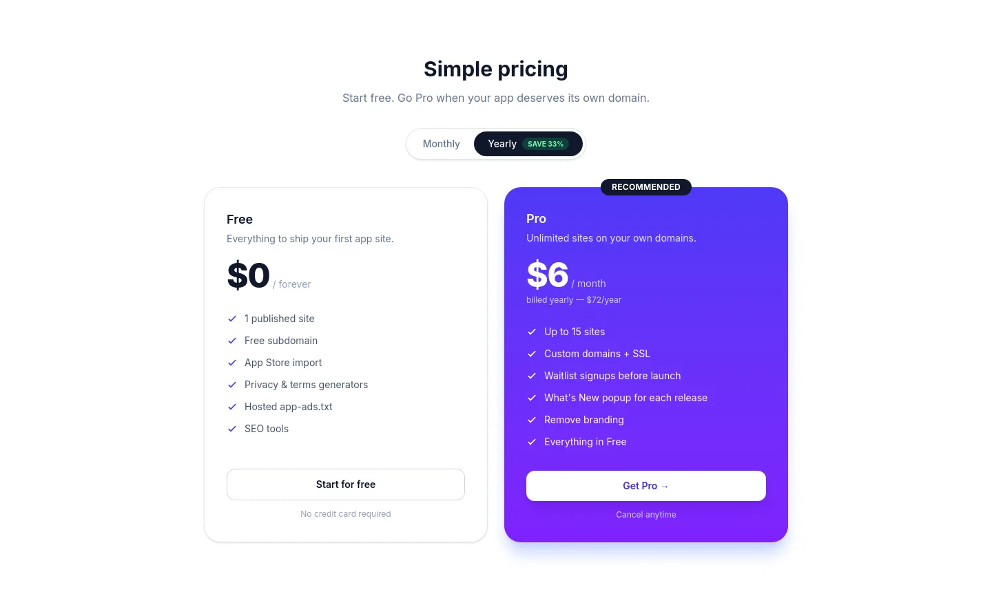 storestand.app Pricing section