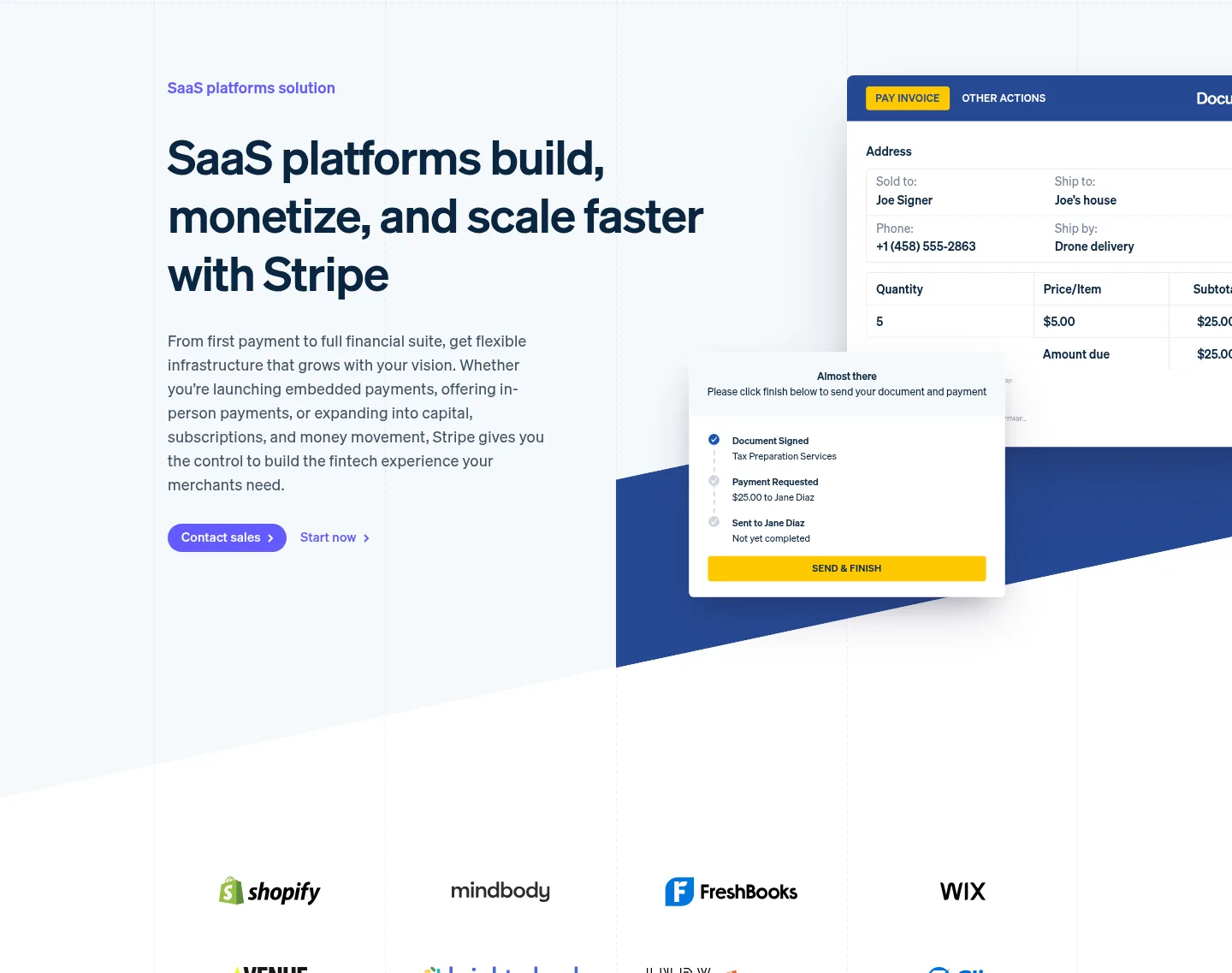 stripe.com — a real Hero section