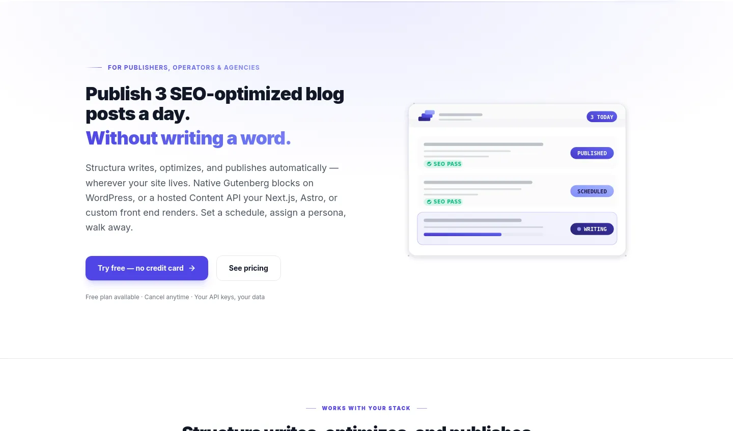 structurawp.com Hero section