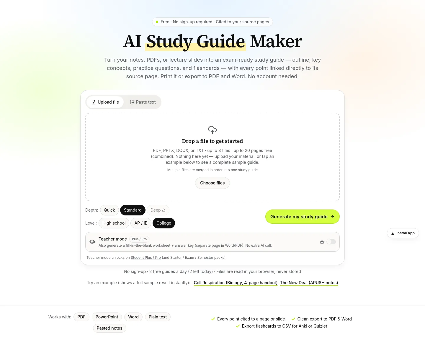studyguidemaker.net — Hero