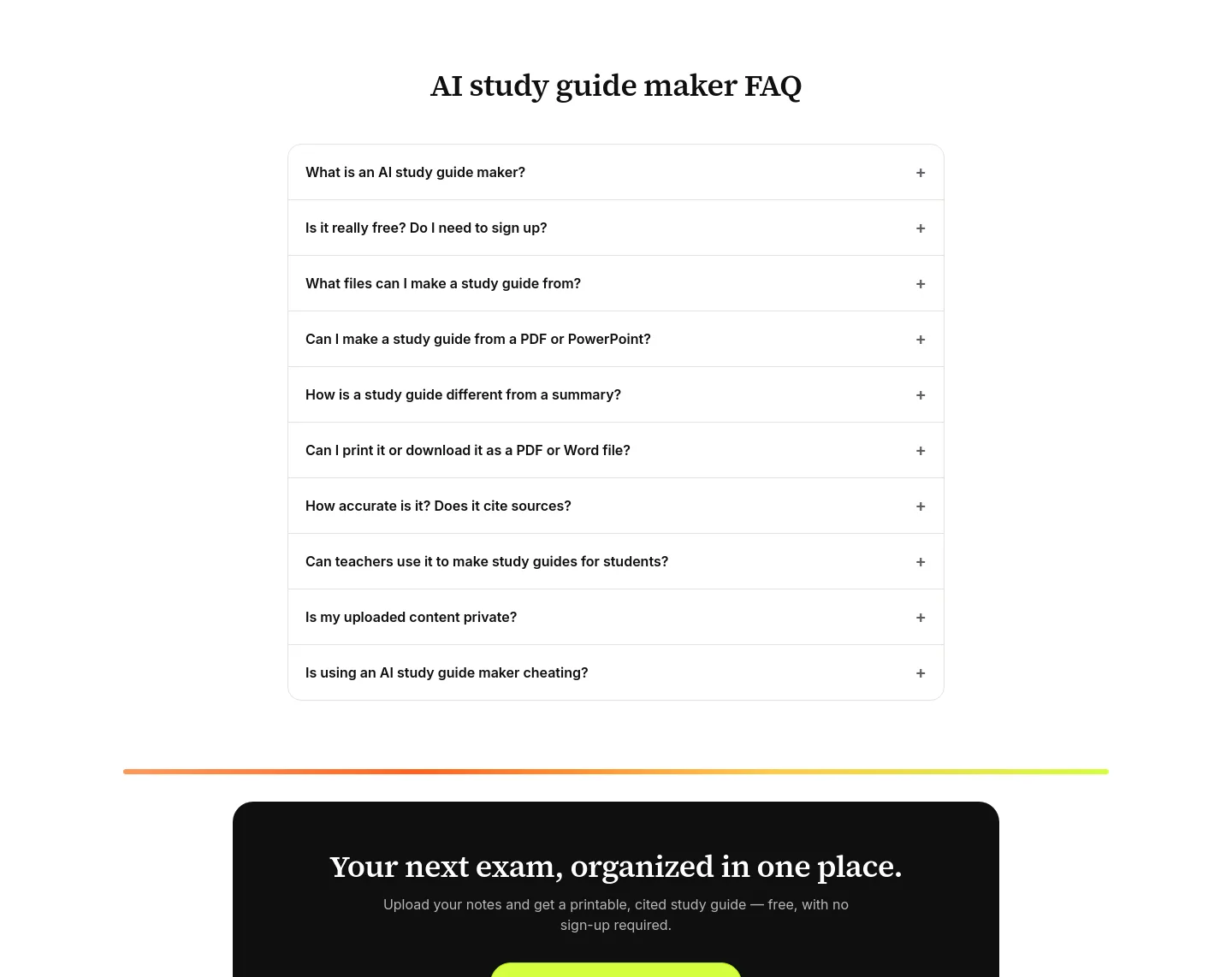 studyguidemaker.net — FAQ
