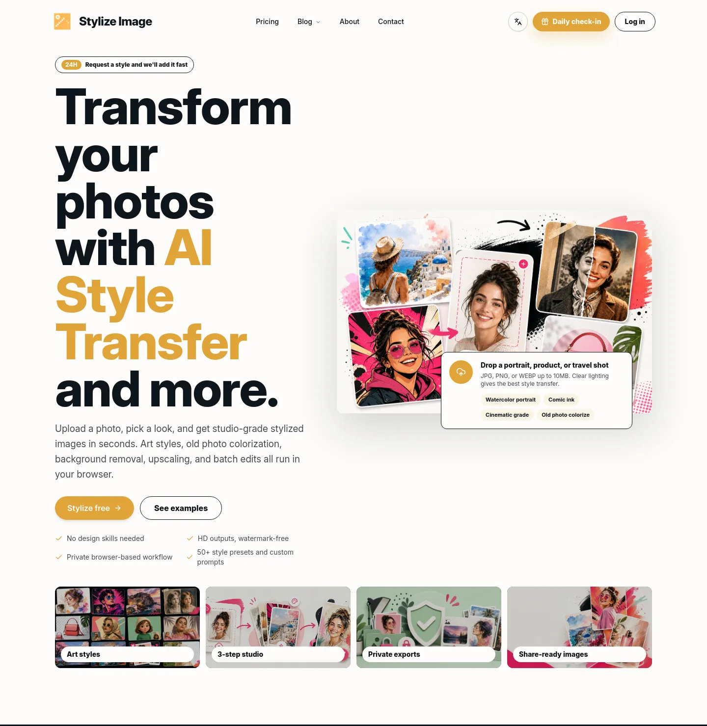 stylizeimage.com — a real Hero section