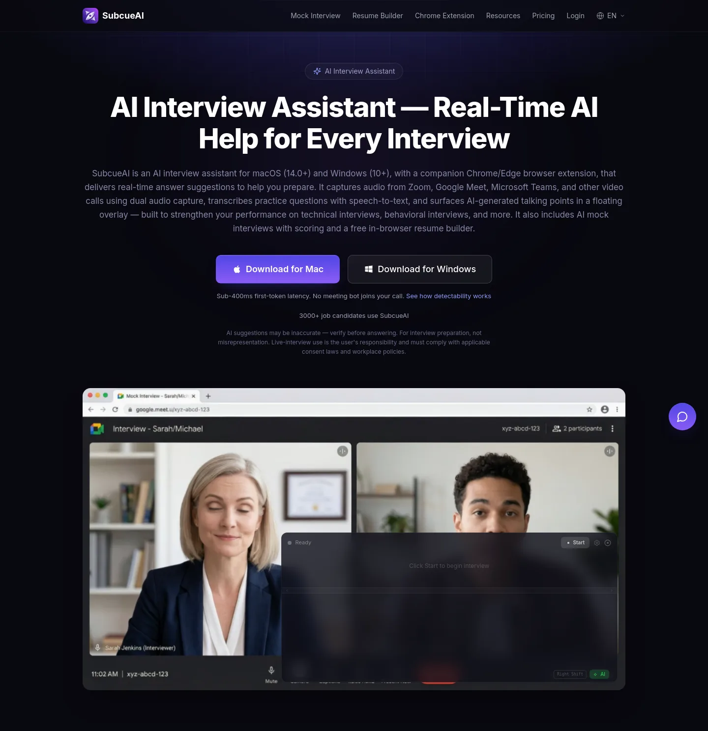 subcue.ai — a real Hero section