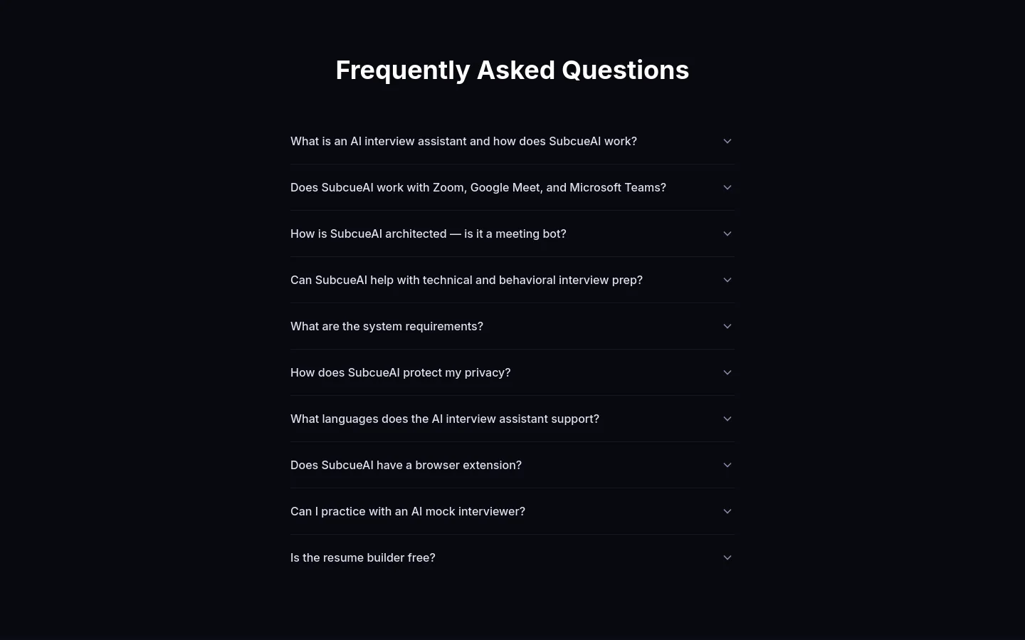 subcue.ai FAQ section
