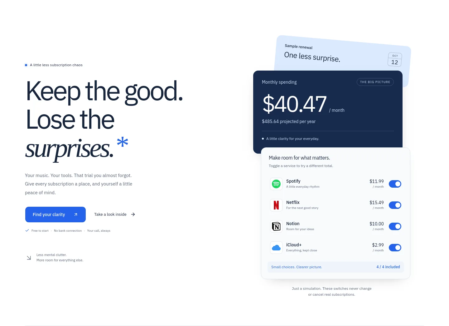 subkeep.app — a real Hero section