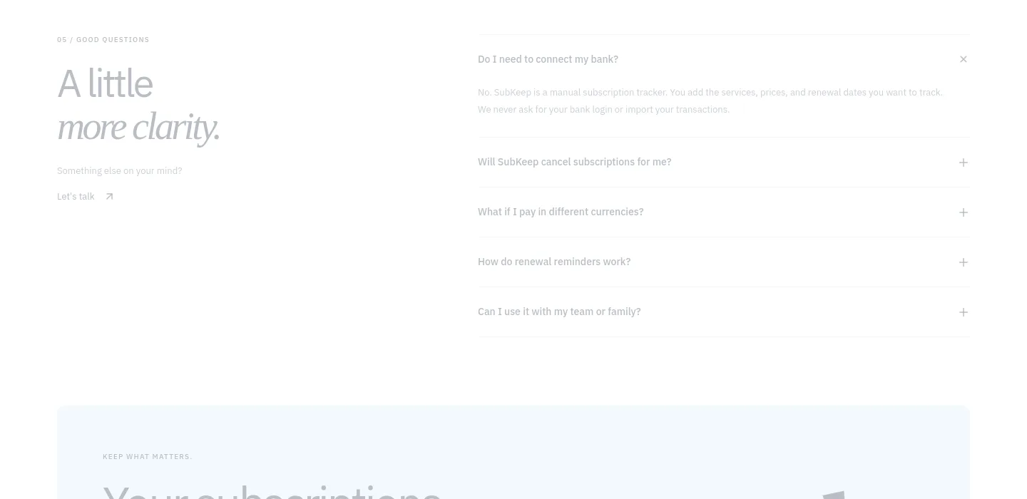 subkeep.app FAQ section