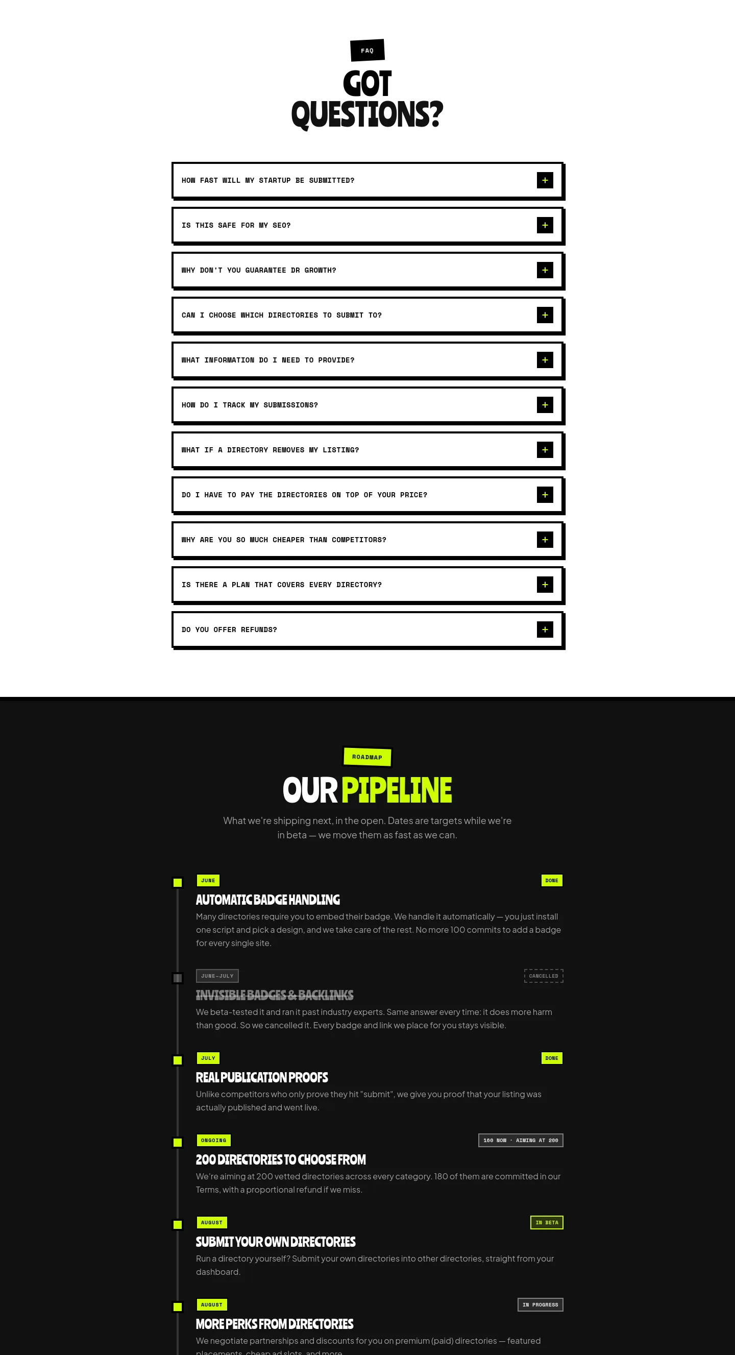 submitator.com FAQ section