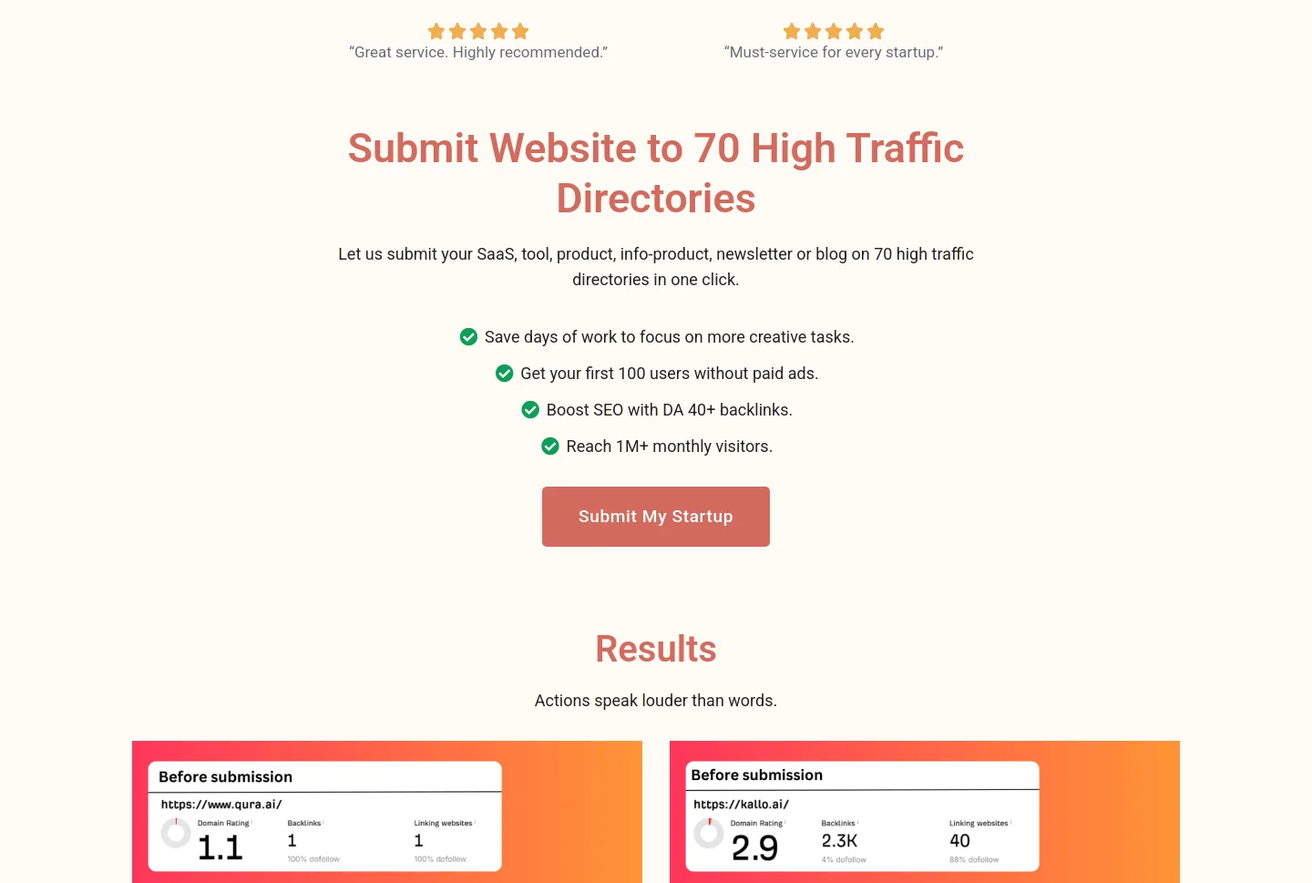 submitbro.com — a real Stats section