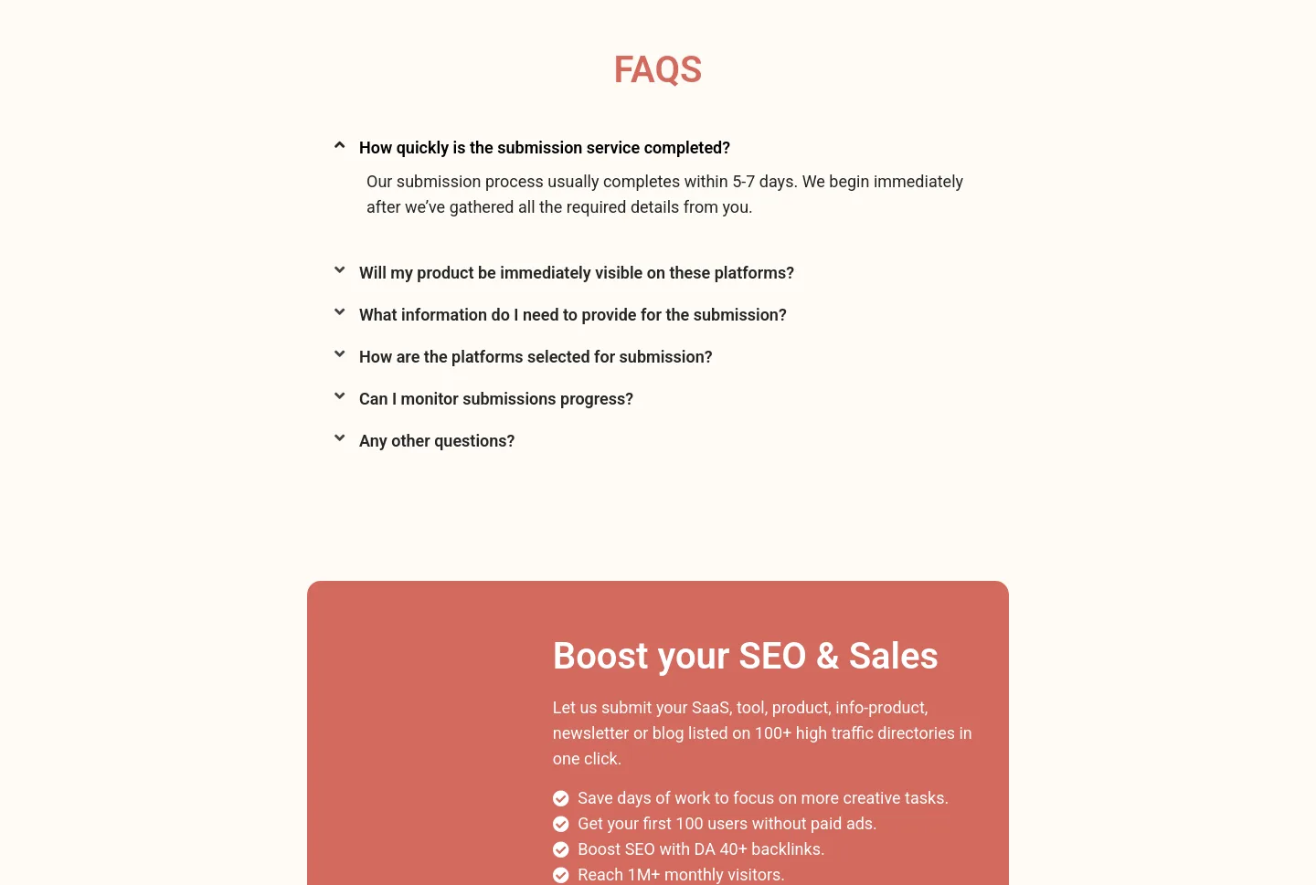 submitbro.com — a real FAQ section