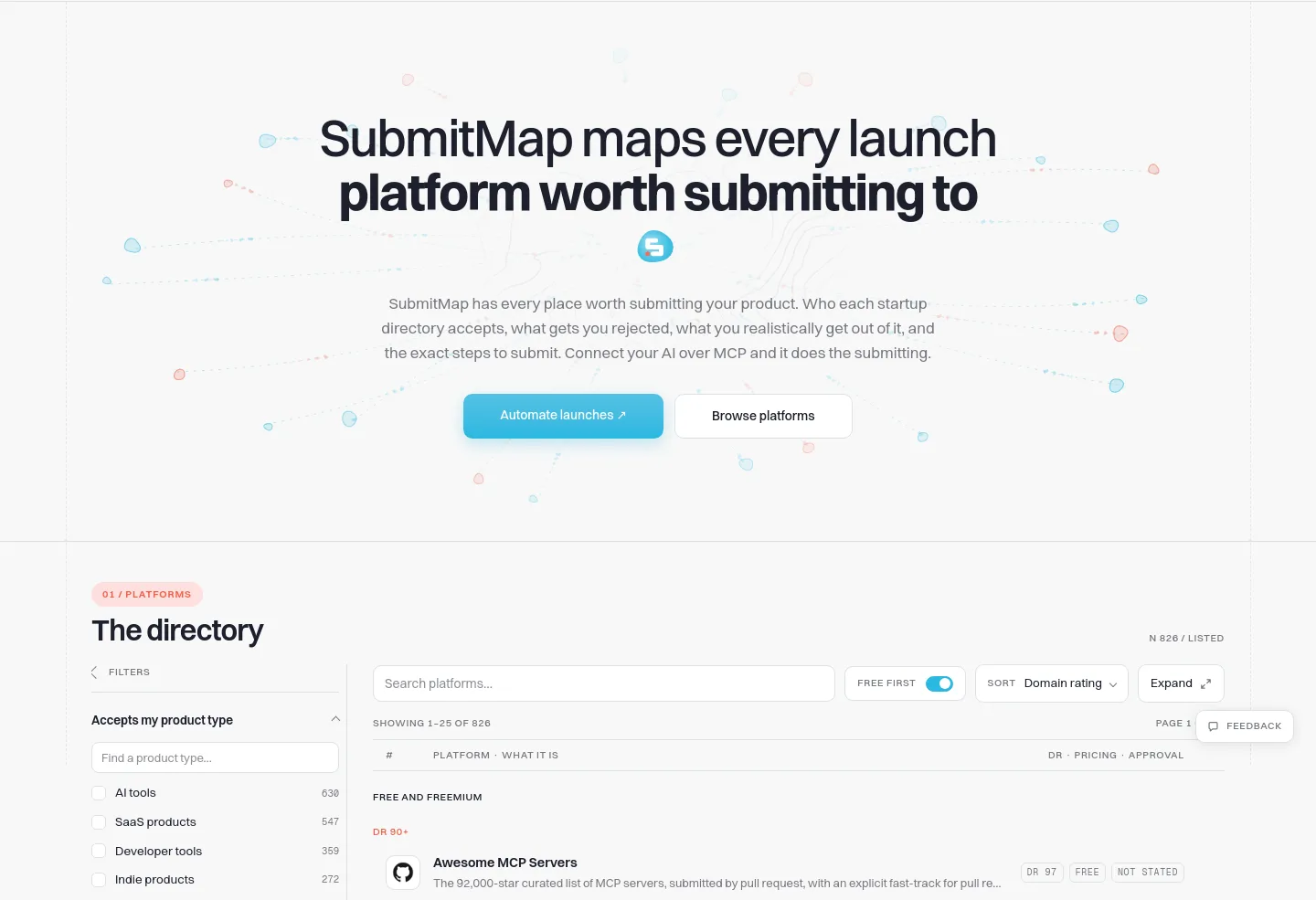 submitmap.com — a real Hero section