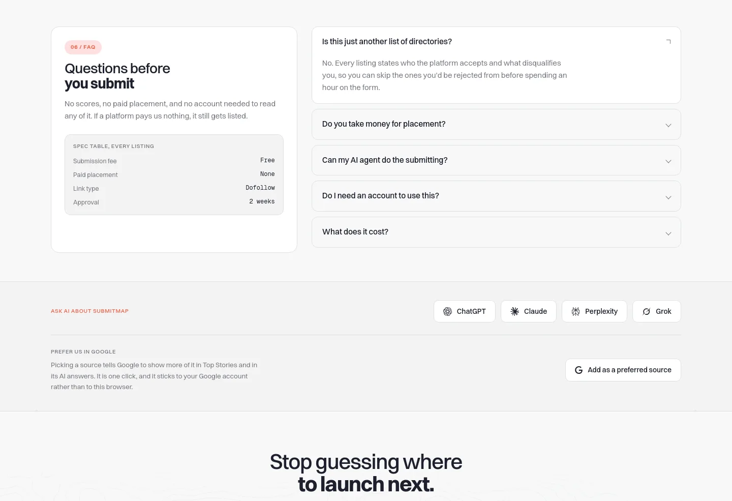 submitmap.com FAQ section