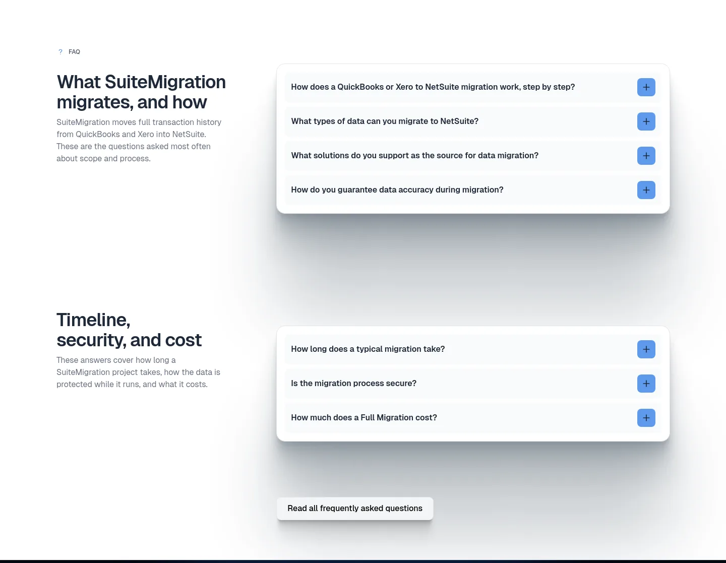 suitemigration.com FAQ section