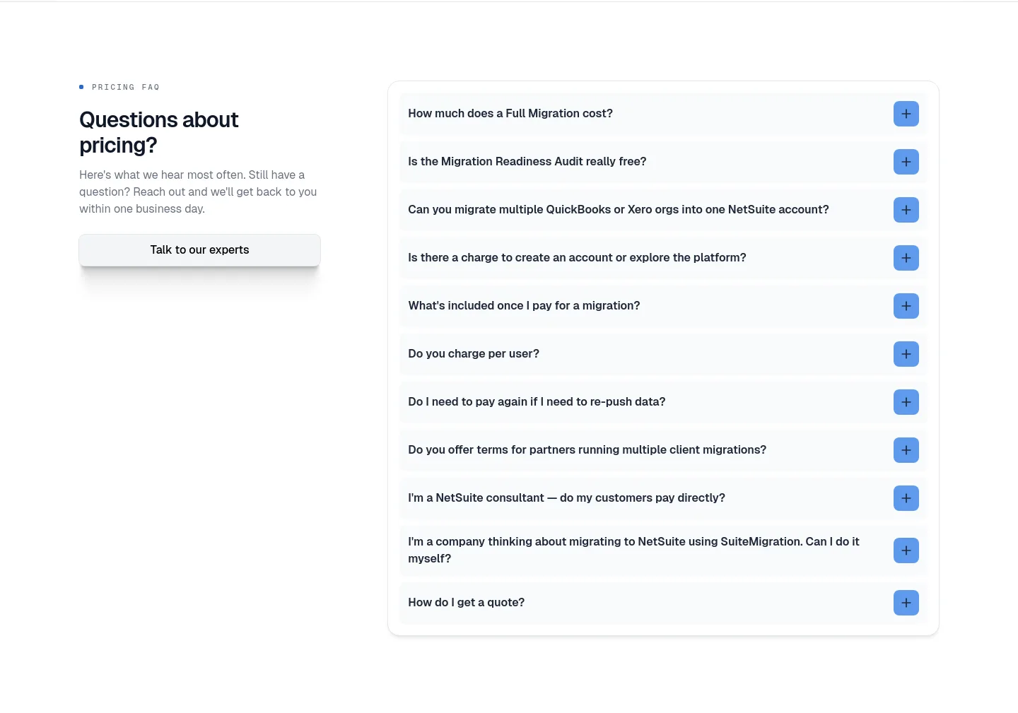 suitemigration.com FAQ section