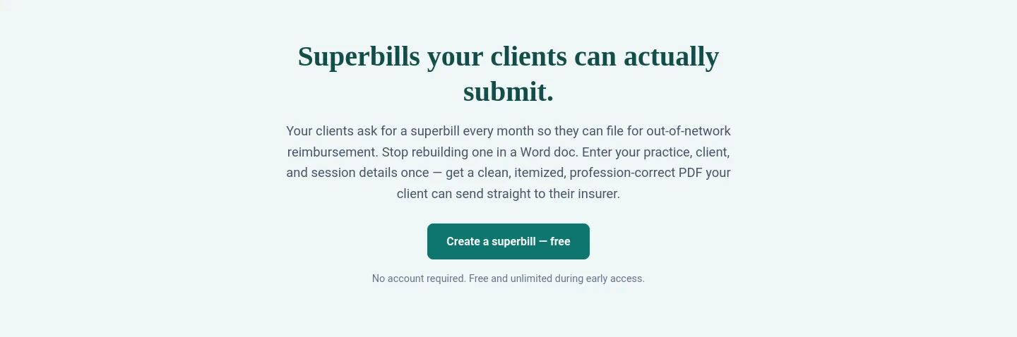 superbillgen.com — a real Hero section