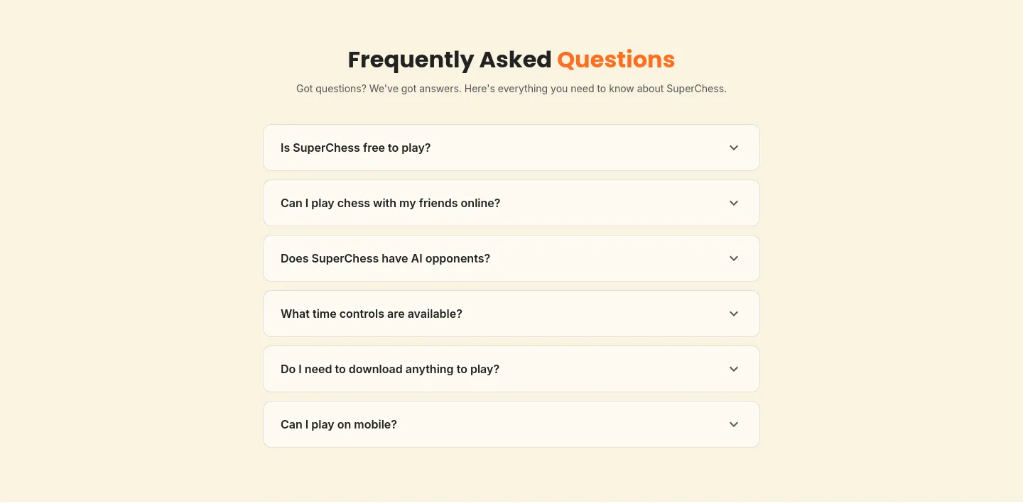 superchess.iamraj.dev — a real FAQ section