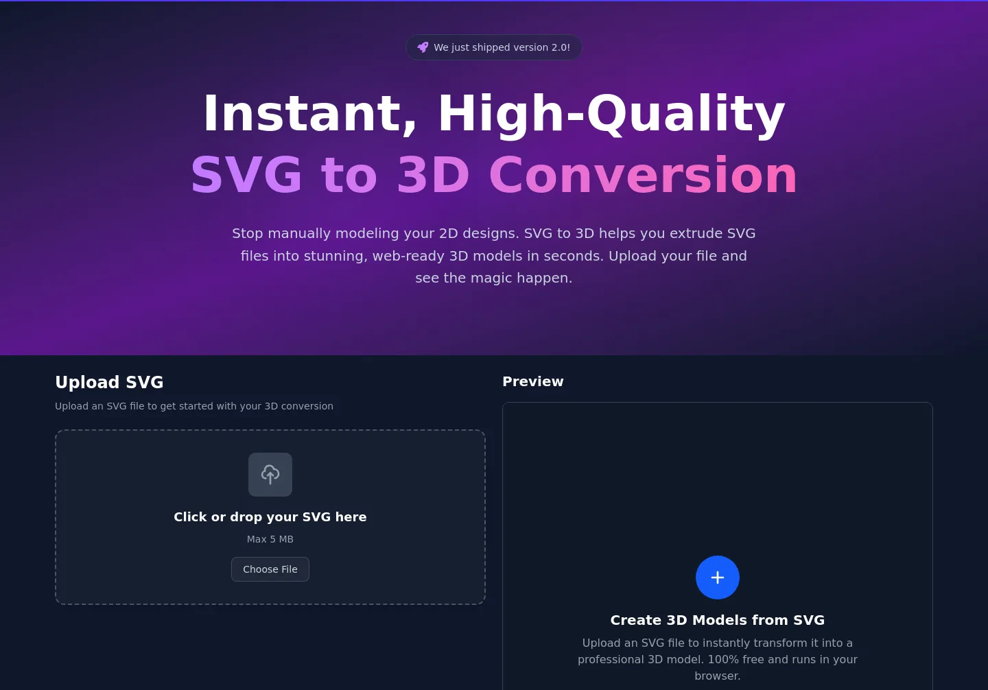 svgto3d.com — a real Hero section