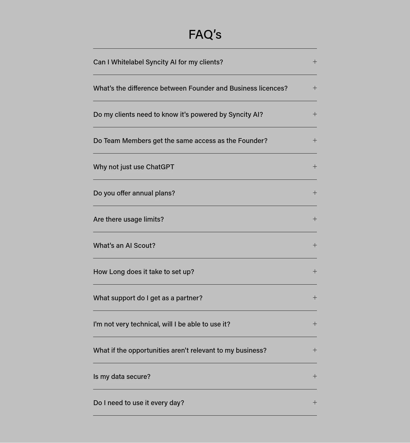 syncityai.co.uk FAQ section