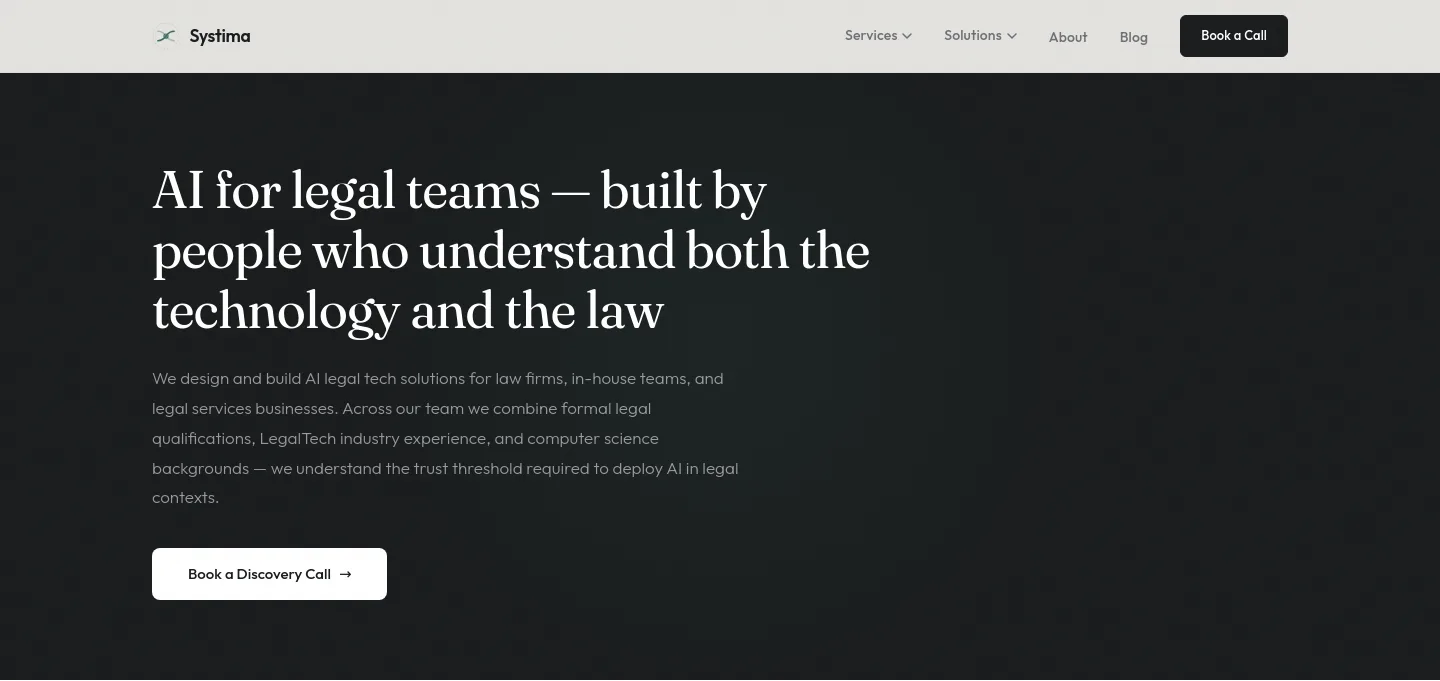 systima.ai — a real Hero section