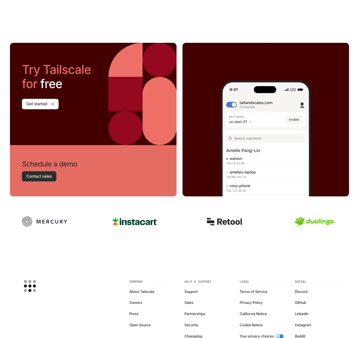 tailscale.com CTA section