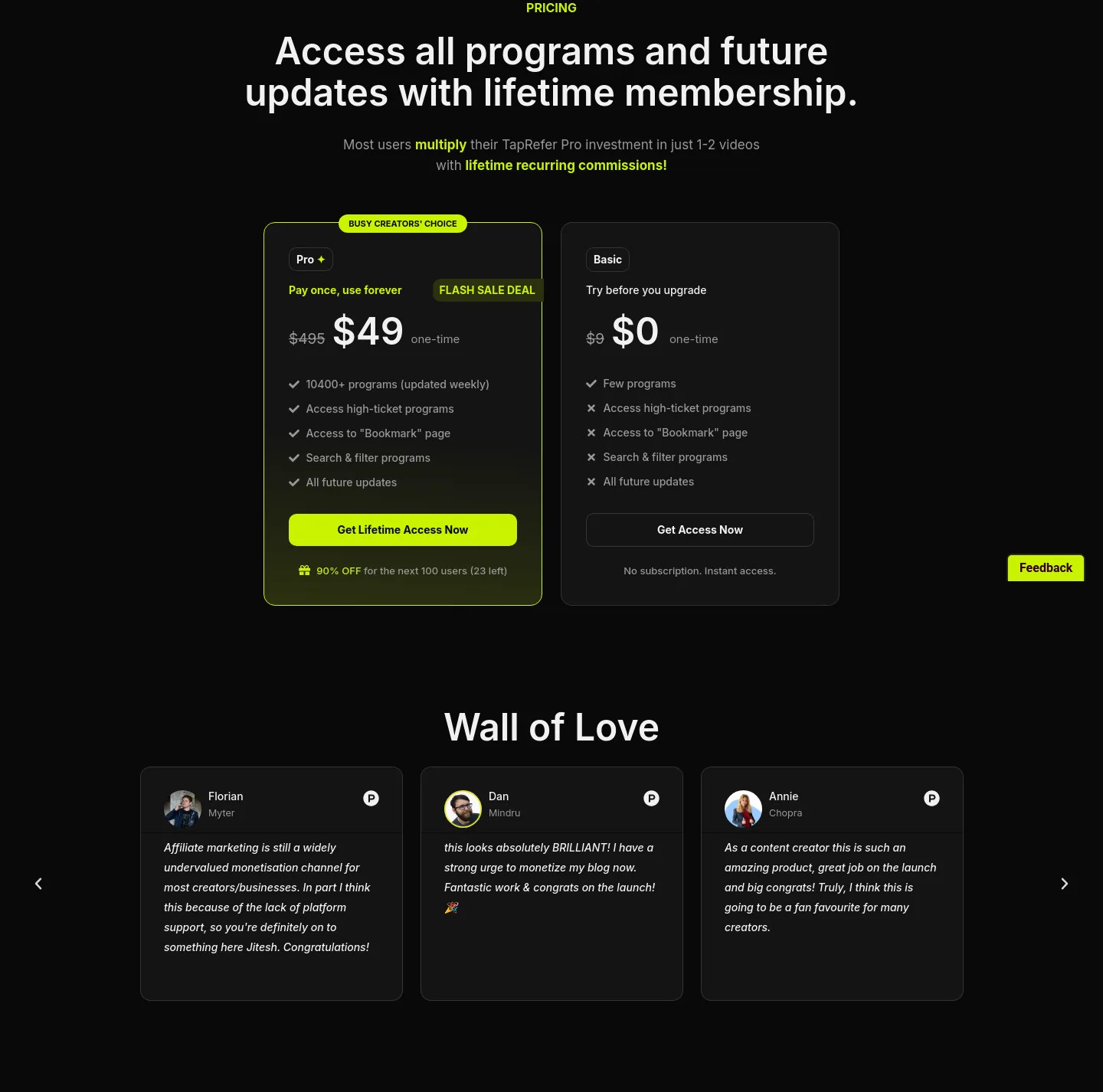 taprefer.com Hero section