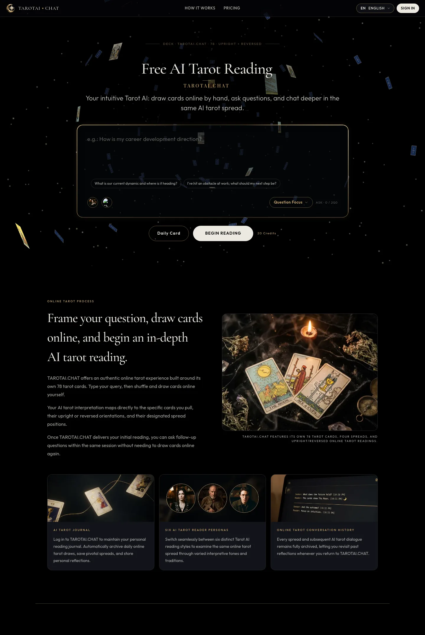 tarotai.chat — a measured funnel