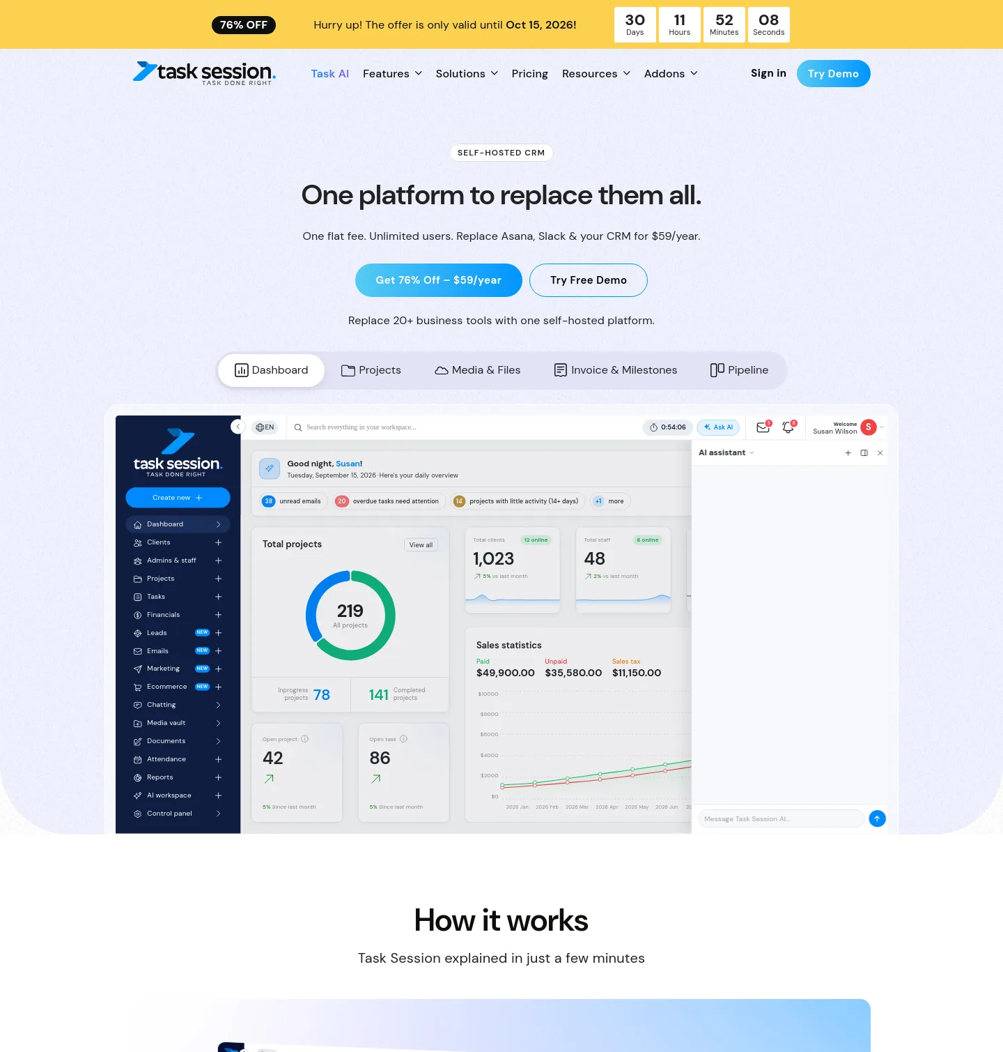 tasksession.com — a real Hero section
