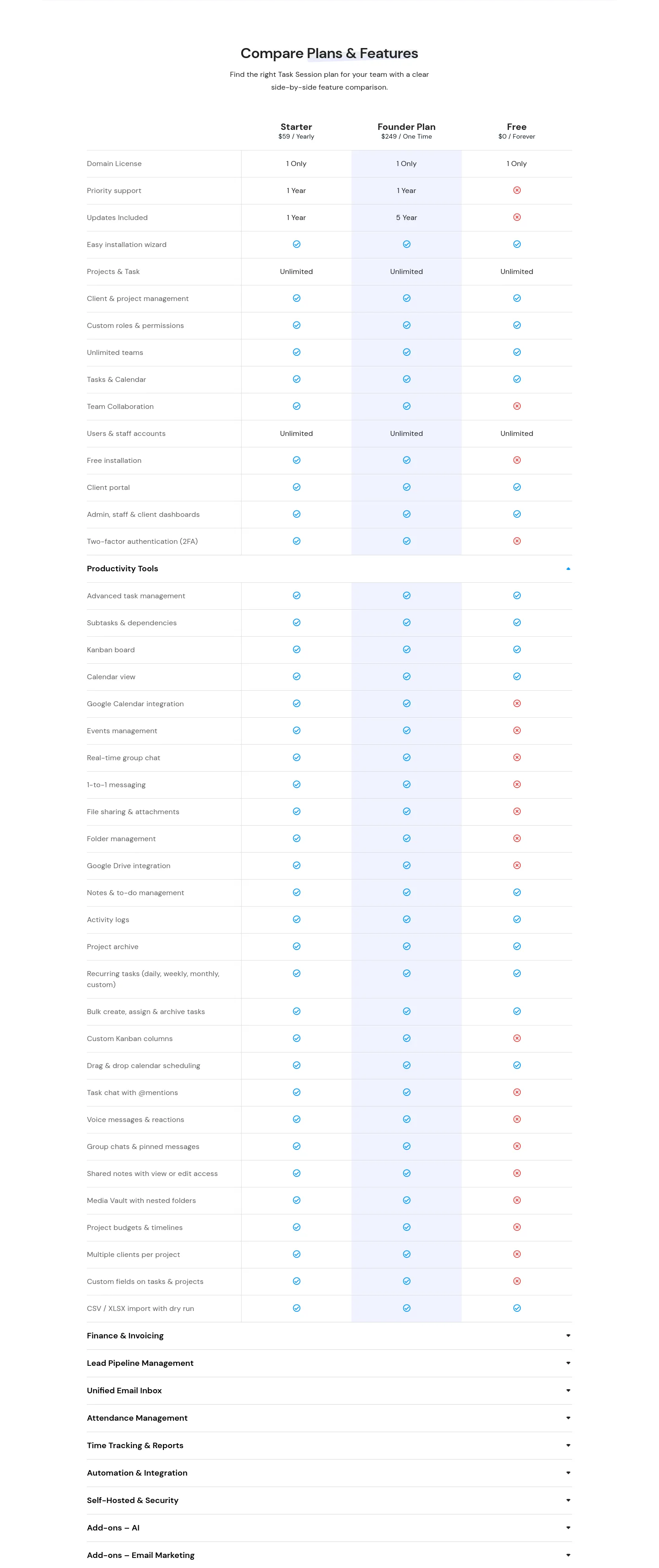 tasksession.com Pricing section