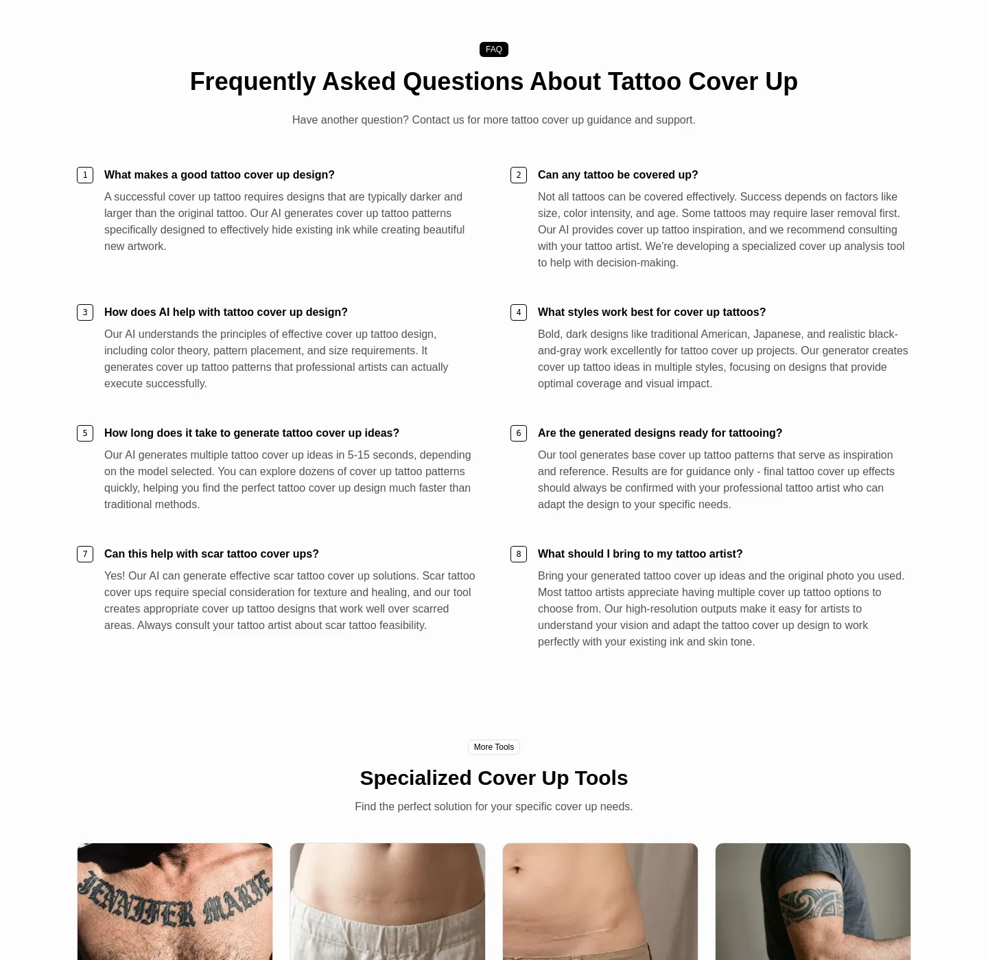 tattoocoverup.ai FAQ section