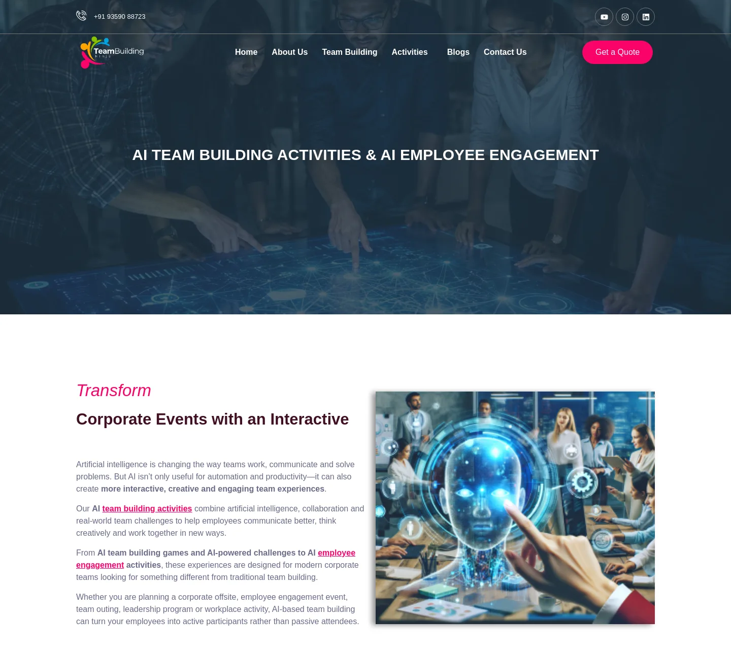 teambuildingninja.com — a real Hero section