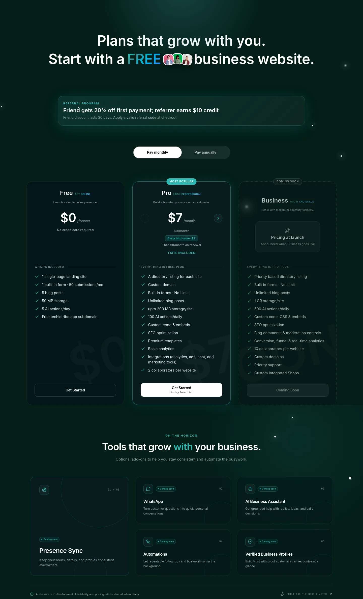 techietribe.ai Pricing section