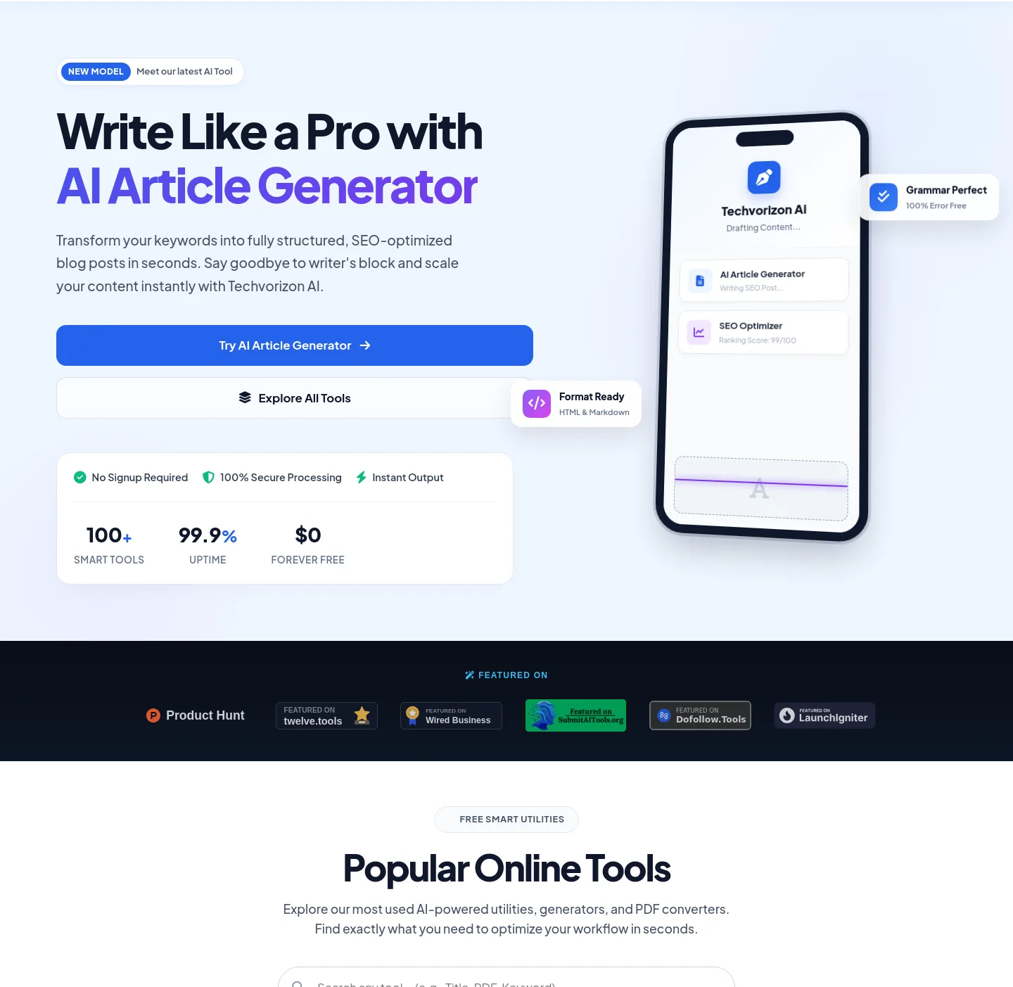 techvorizonai.com — a real Hero section
