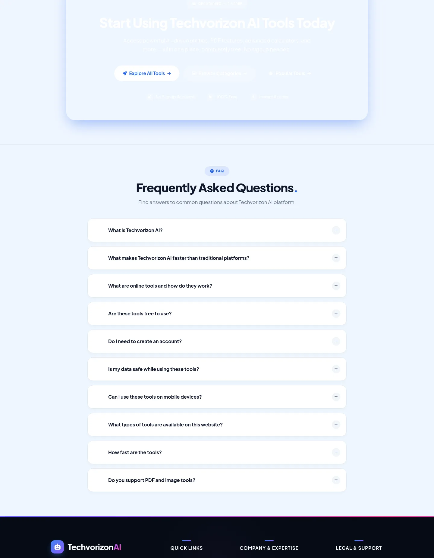 techvorizonai.com FAQ section