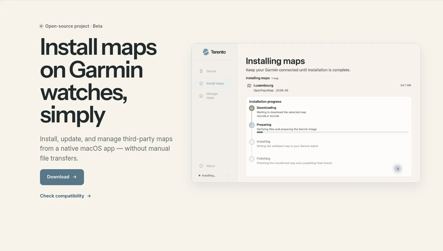 terento.app — a real Hero section