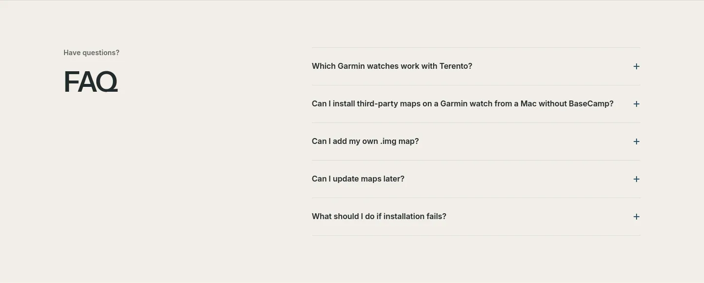 terento.app — a real FAQ section