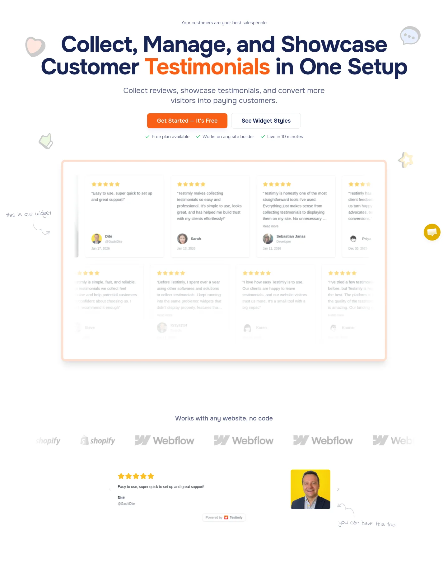 testimly.com — a real Logo Wall section