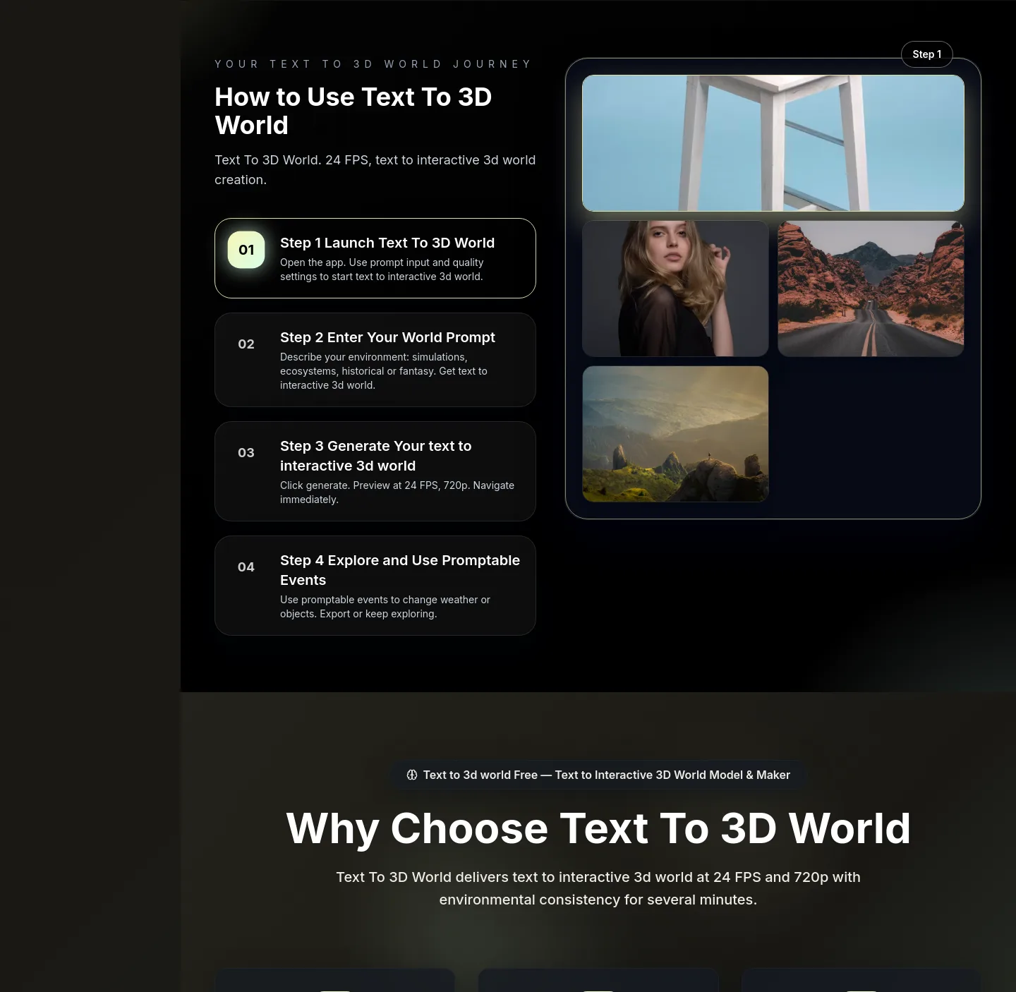 textto3dworld.org Features section